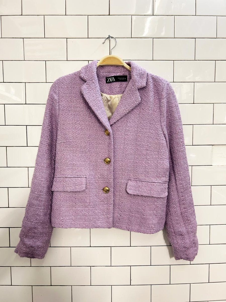 zara lilac purple tweed blazer - good market thrift store
