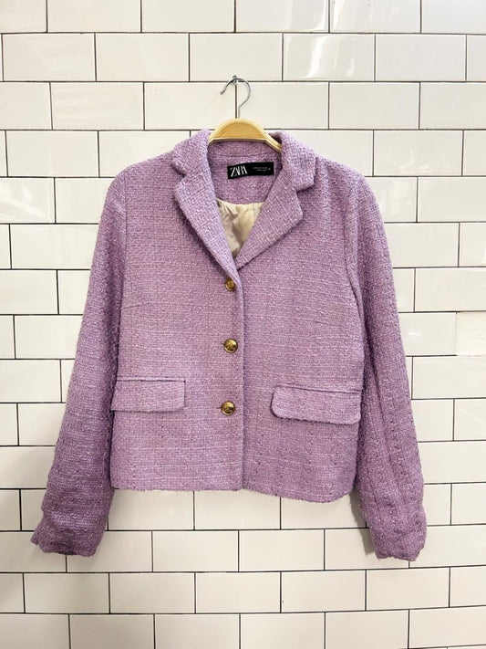 zara lilac purple tweed blazer - good market thrift store