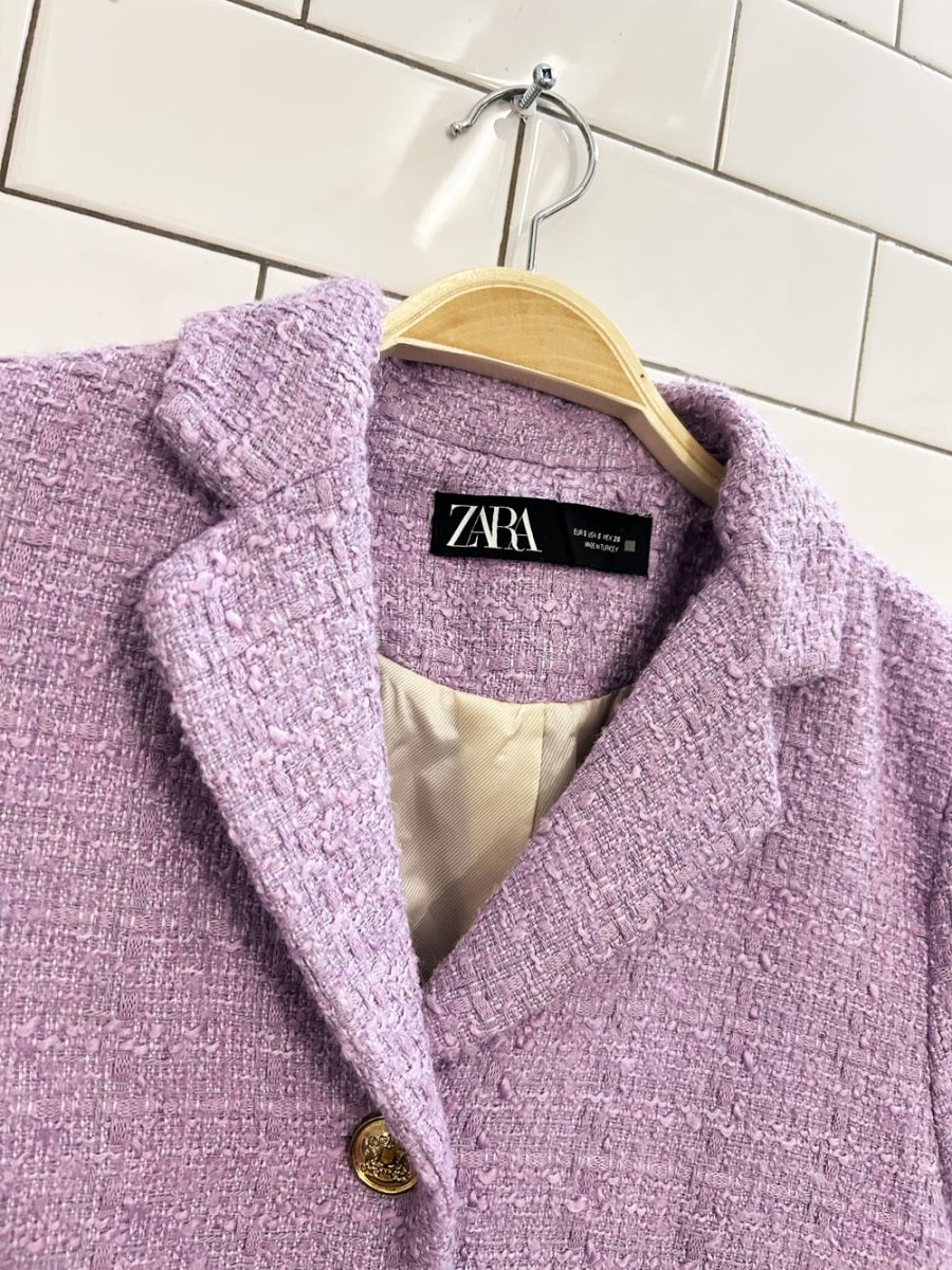 zara lilac purple tweed blazer - good market thrift store