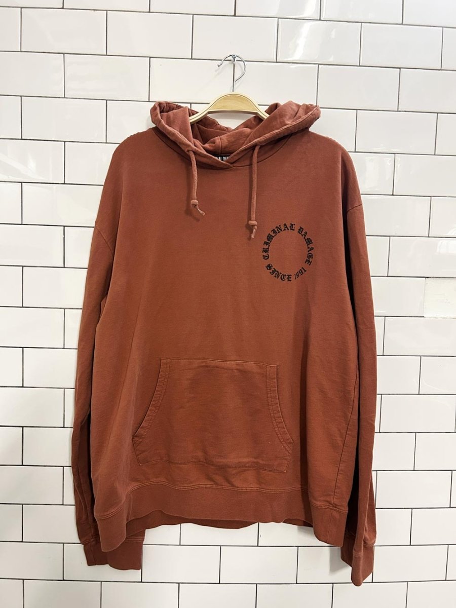 criminal damage logo hoodie - good market thrift store
