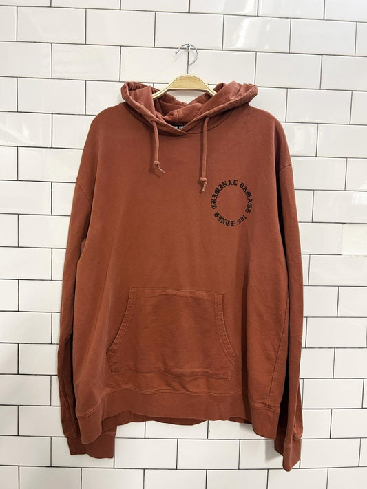 criminal damage logo hoodie - good market thrift store