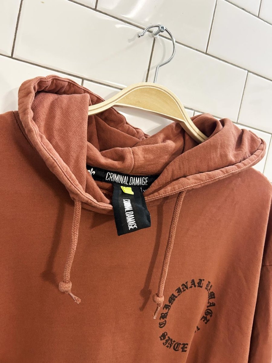criminal damage logo hoodie - good market thrift store