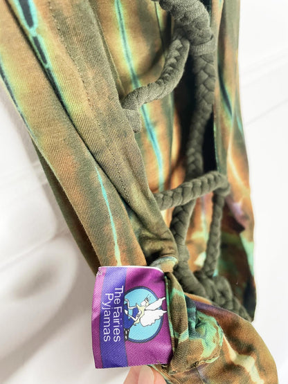 nwt the fairies pajamas tie dye lace up ring back elf hood mini dress
