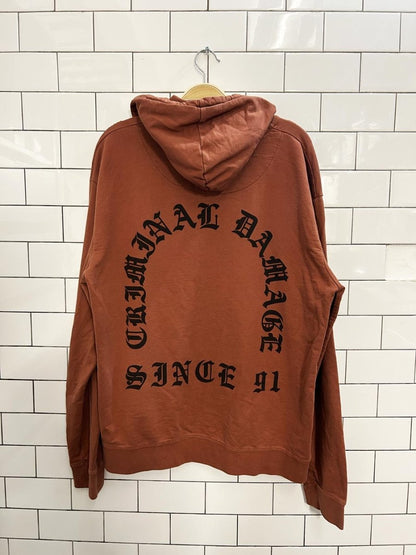 criminal damage logo hoodie - good market thrift store