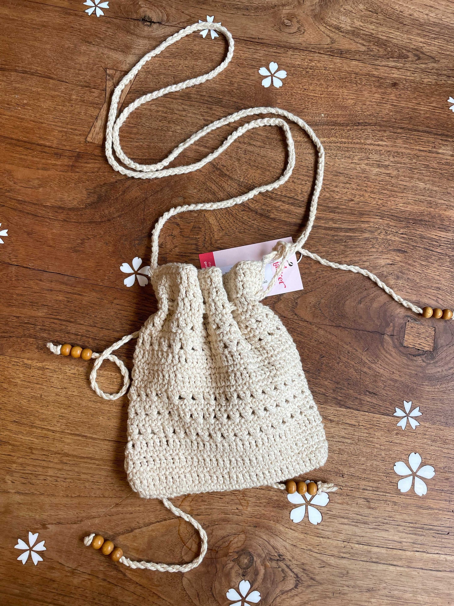 crochet crossbody bucket bag