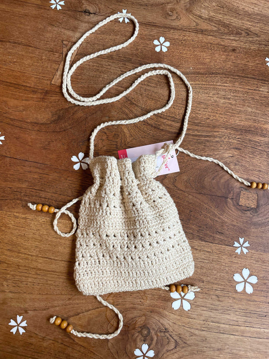 crochet crossbody bucket bag
