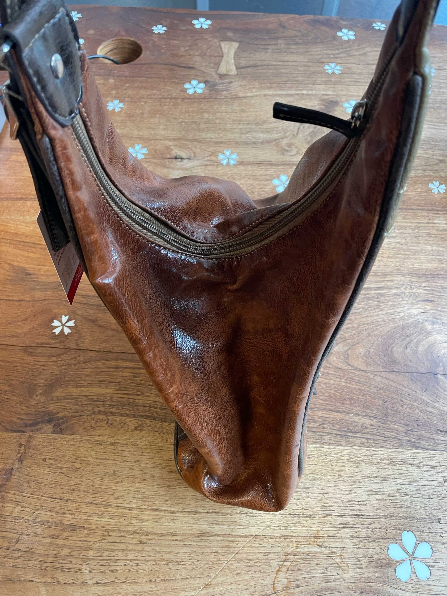 y2k joanel brown patchwork leather backpack