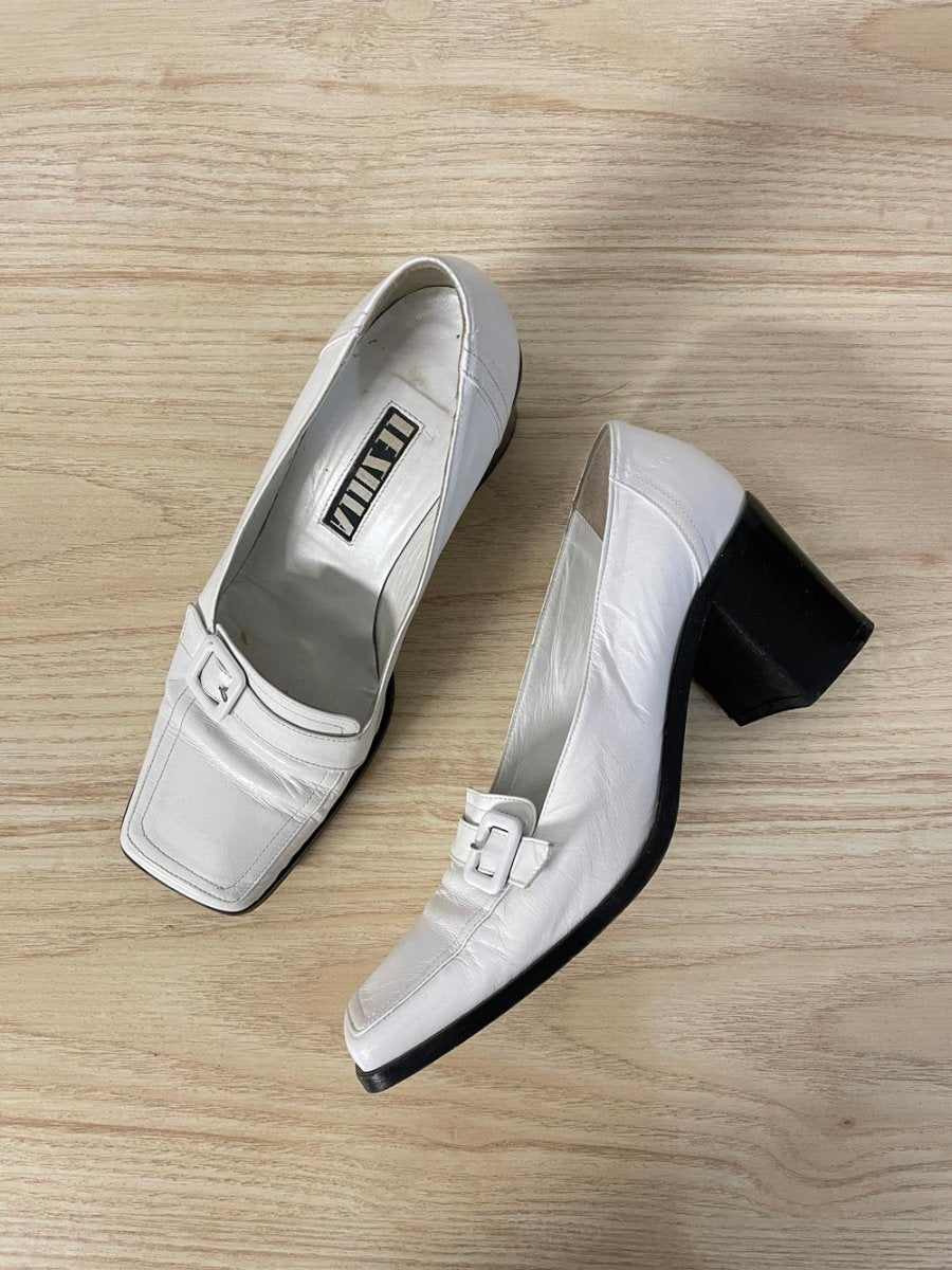 vintage le silla itally leather square toe heeled loafer - good market thrift store