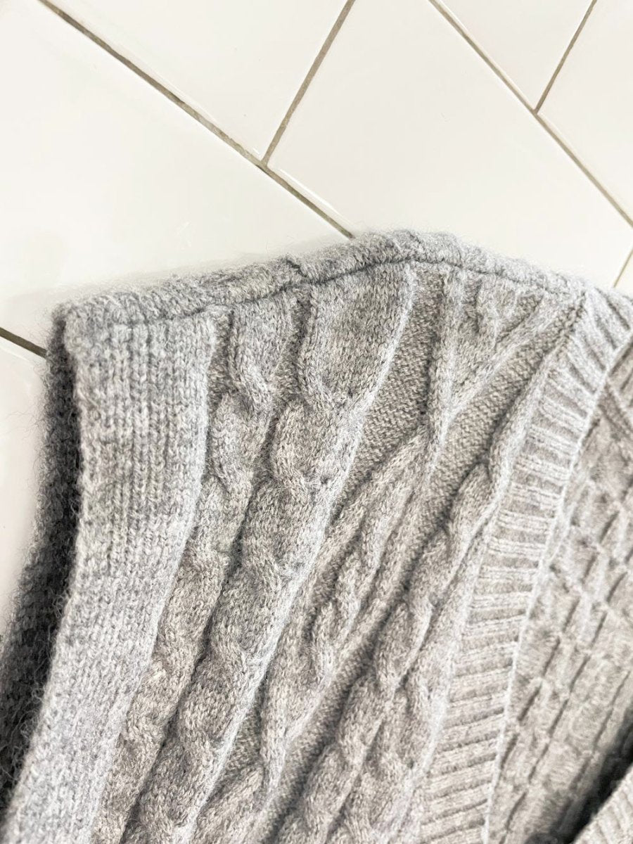 oversized cable knit grey vest - good market thrift store
