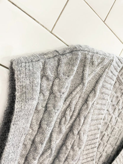 oversized cable knit grey vest - good market thrift store