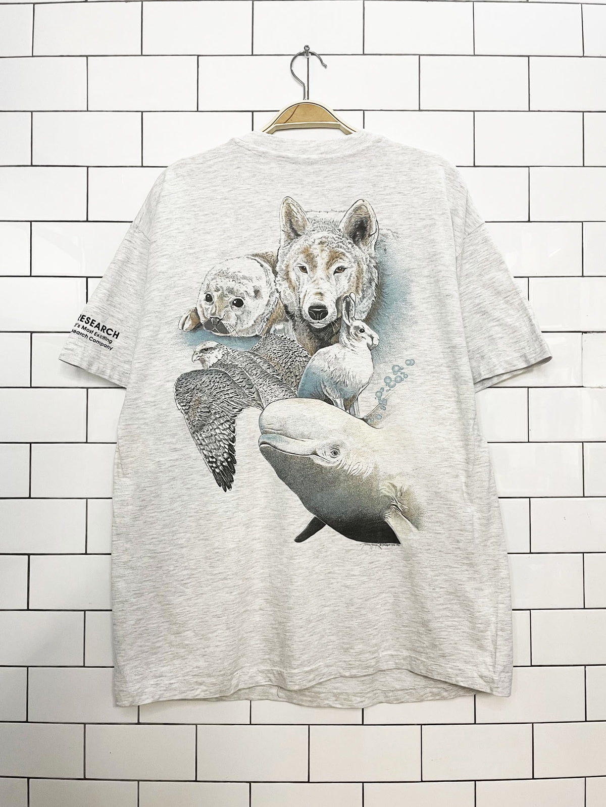 vintage 90s single stitch front and back animal print tee | made in USA | hanes beefy T