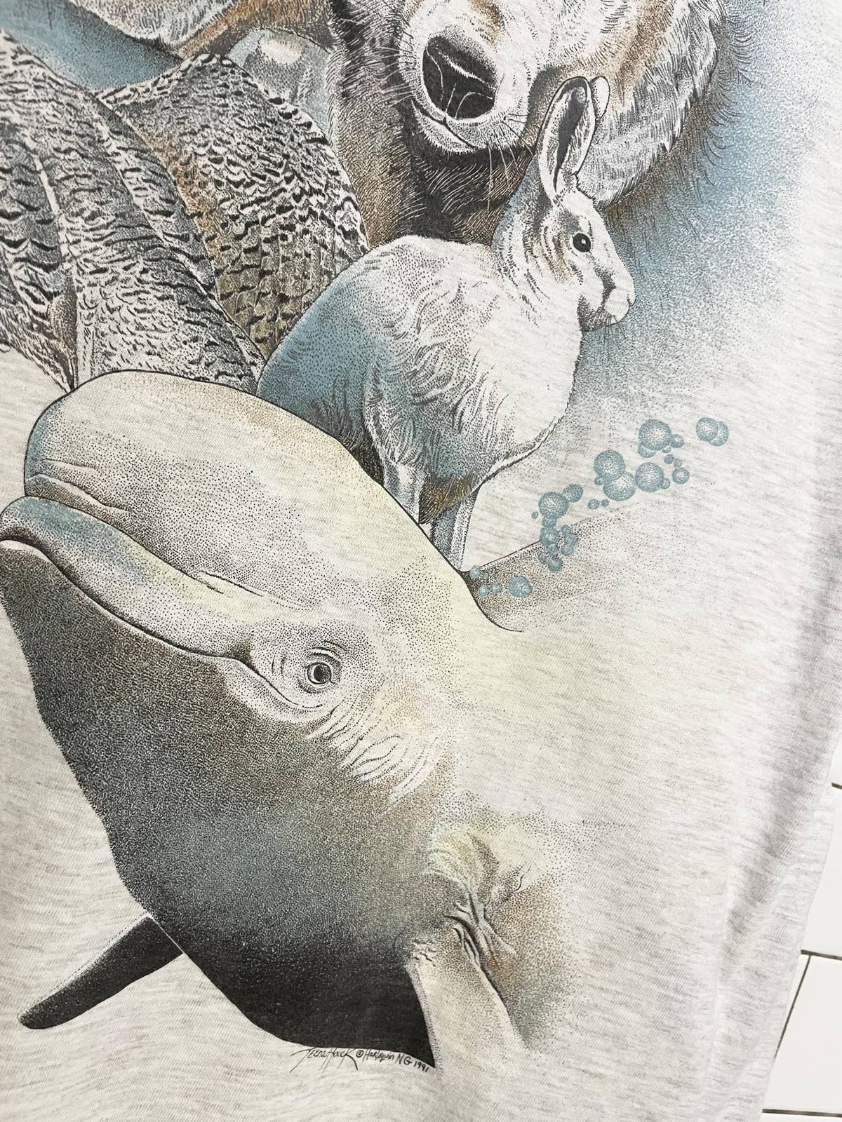 vintage 90s single stitch front and back animal print tee | made in USA | hanes beefy T