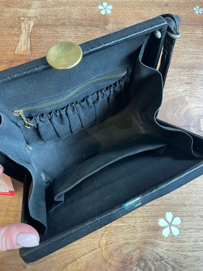 vintage leather top clasp handbag