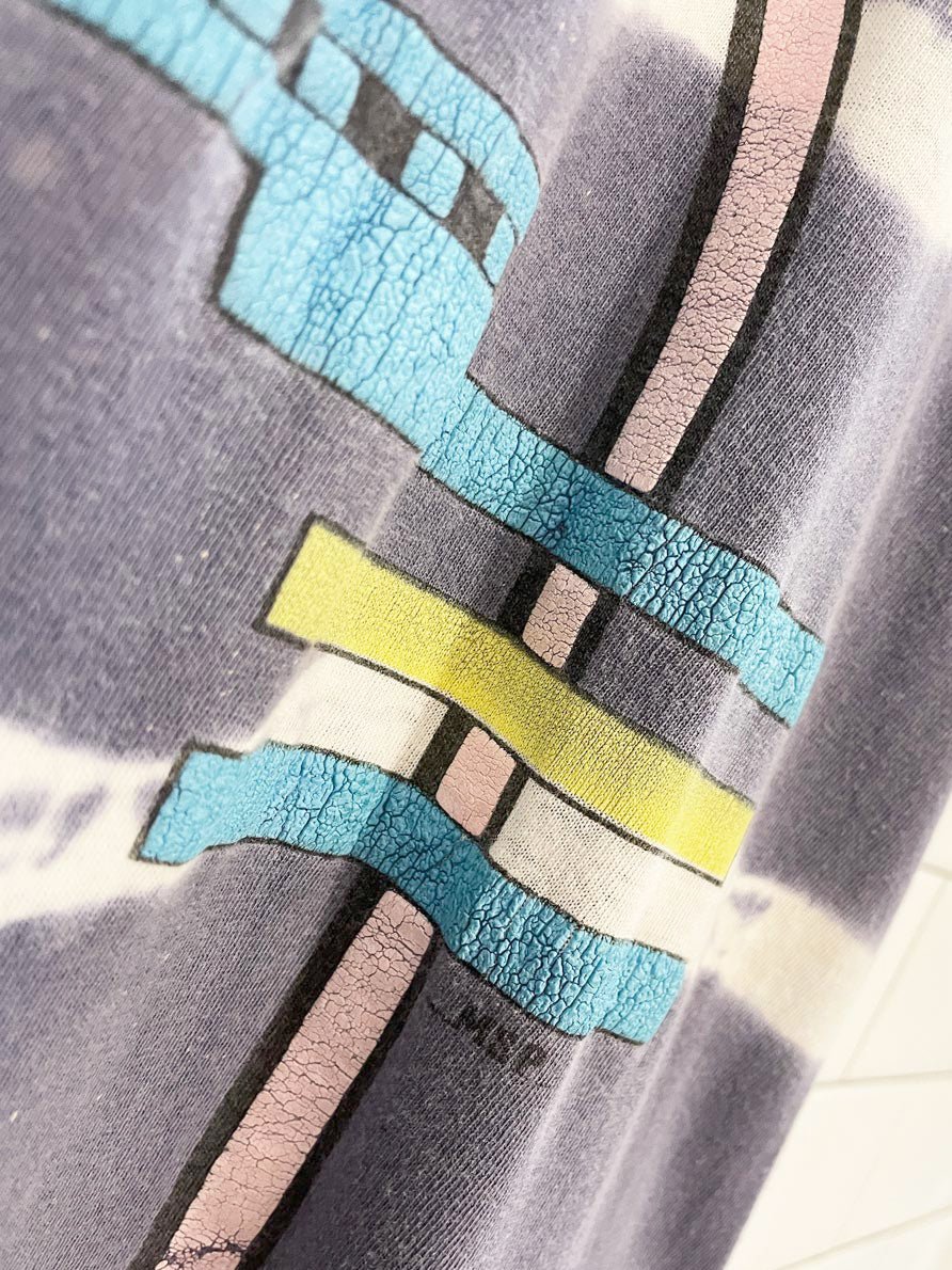 vintage MSP tie dye art deco flamingo oversized tee - good market thrift store