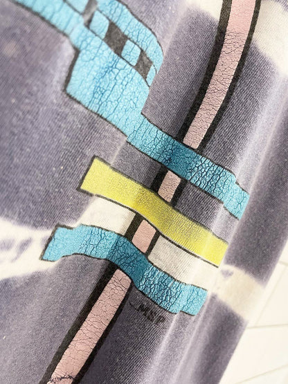 vintage MSP tie dye art deco flamingo oversized tee - good market thrift store