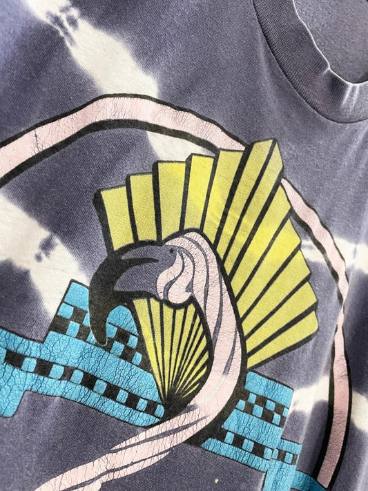 vintage MSP tie dye art deco flamingo oversized tee - good market thrift store