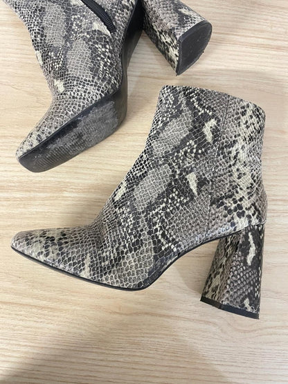 charles david snakeskin square toe heeled boots - good market thrift store
