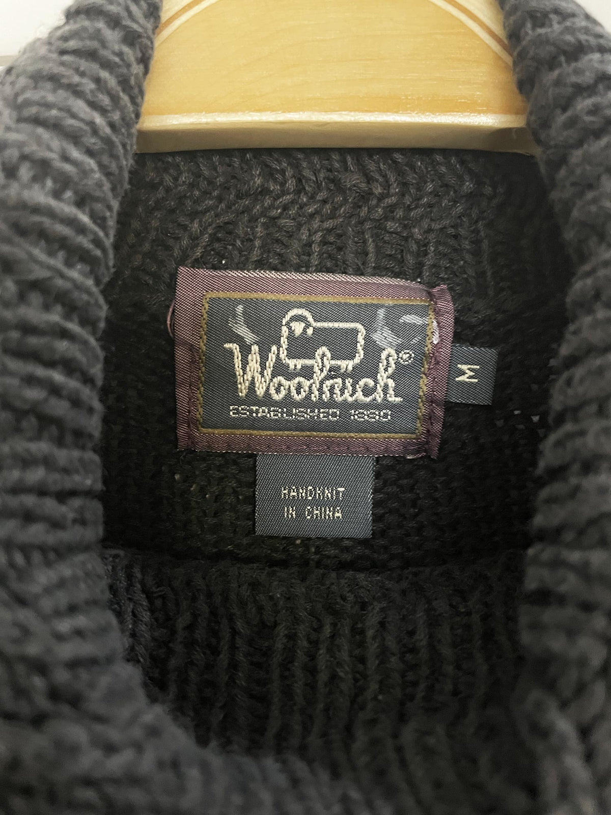 vintage 90s woolrich ramie-blend hand-knit autumn leaves turtle neck sweater