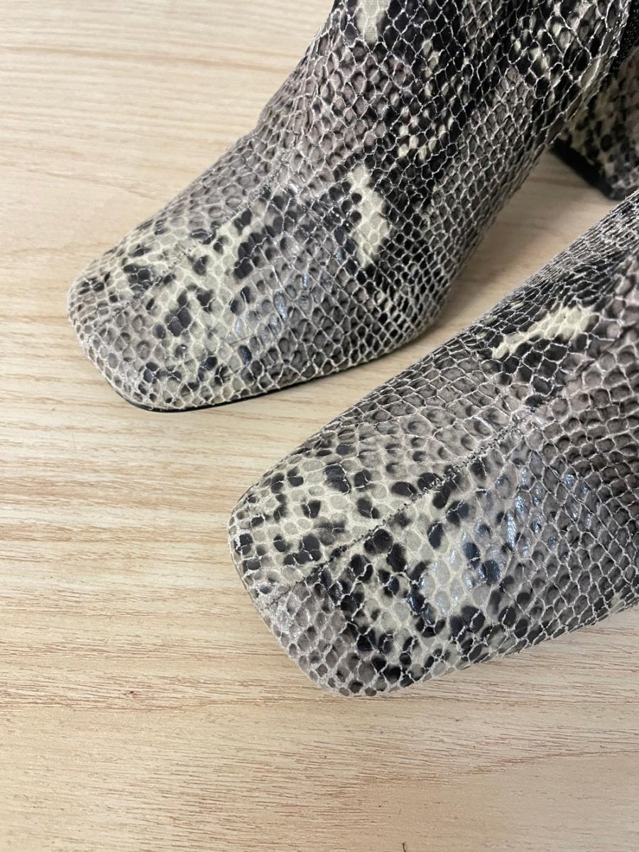 charles david snakeskin square toe heeled boots - good market thrift store