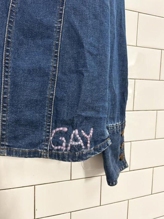 vintage 90s bill blass stretch denim shirt jacket - good market thrift store