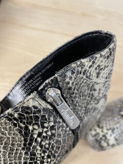 charles david snakeskin square toe heeled boots - good market thrift store