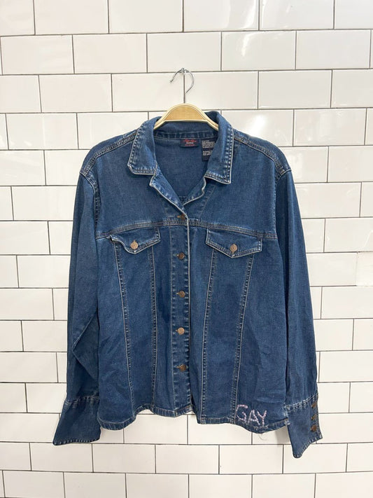 vintage 90s bill blass stretch denim shirt jacket - good market thrift store