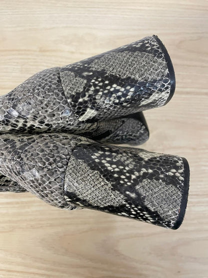 charles david snakeskin square toe heeled boots - good market thrift store
