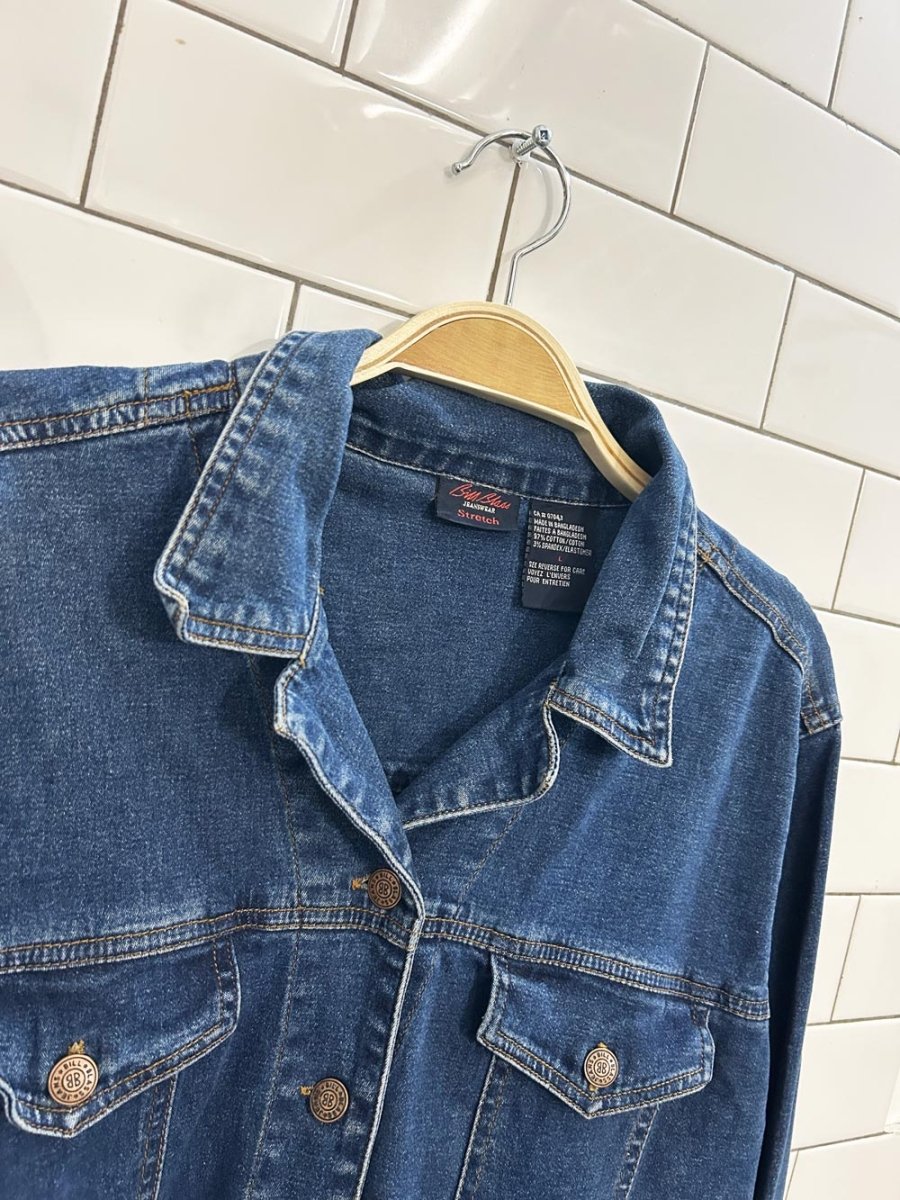 vintage 90s bill blass stretch denim shirt jacket - good market thrift store