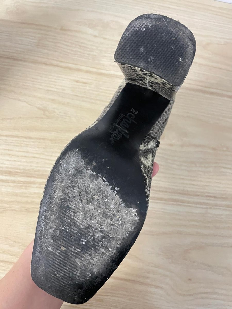 charles david snakeskin square toe heeled boots - good market thrift store