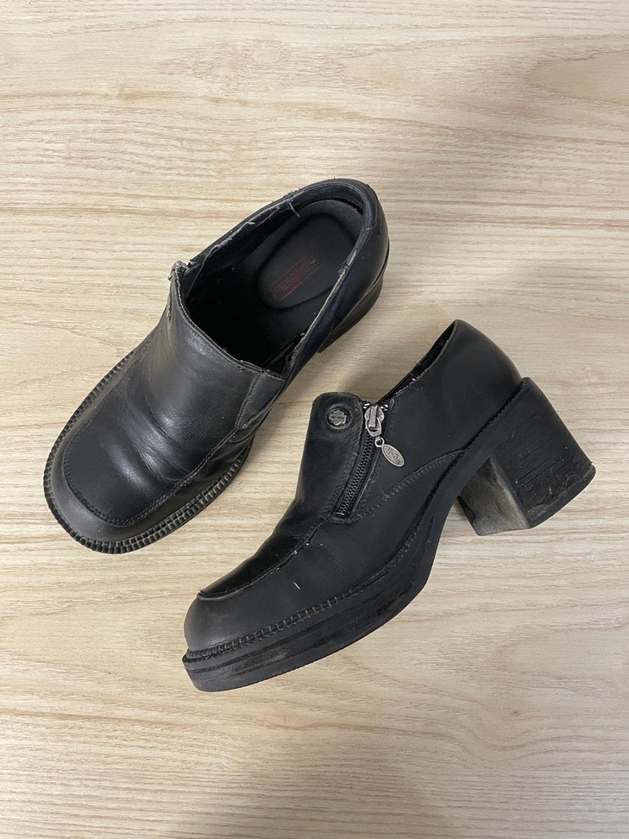 vintage 90s harley davison chunky heeled shoe - good market thrift store