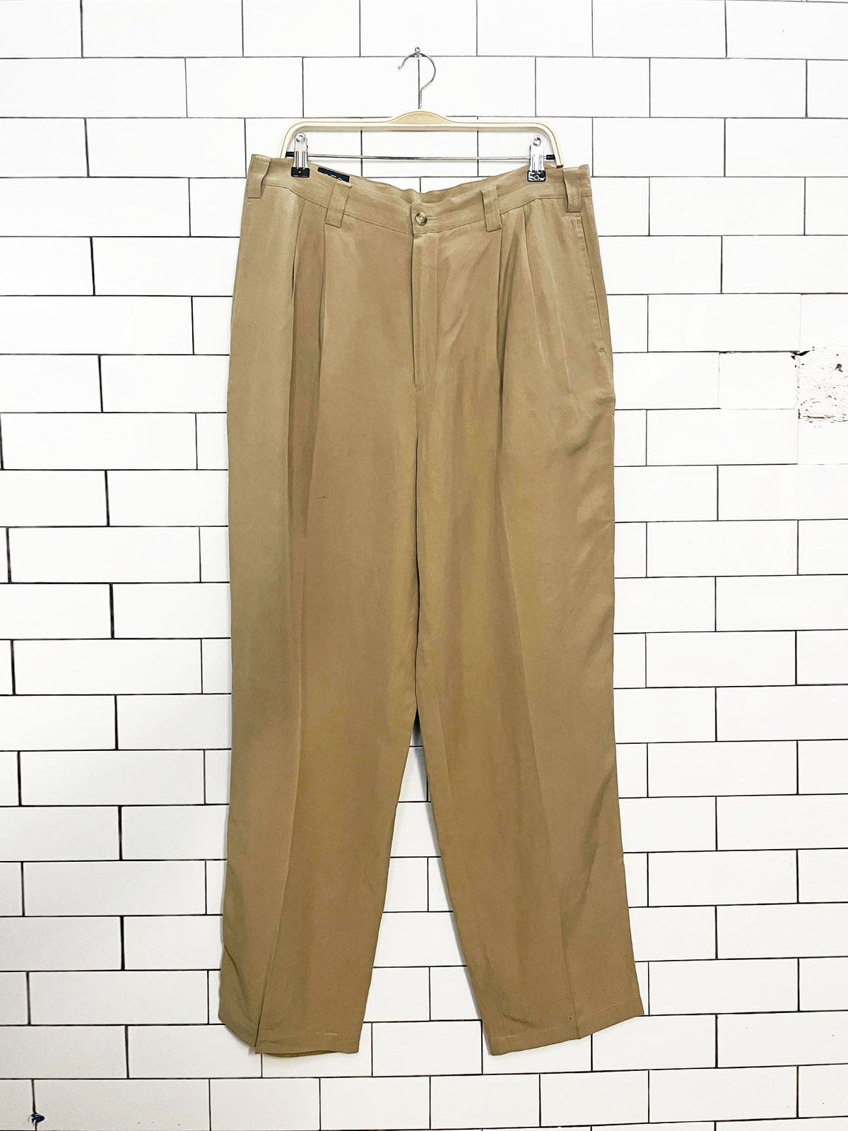 bcs by north 44 silk-linen pleated baggy trousers