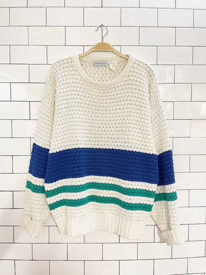 vintage 80s grafton & co chunky knit big stripe sweater - good market thrift store