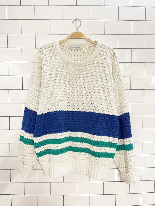 vintage 80s grafton & co chunky knit big stripe sweater - good market thrift store