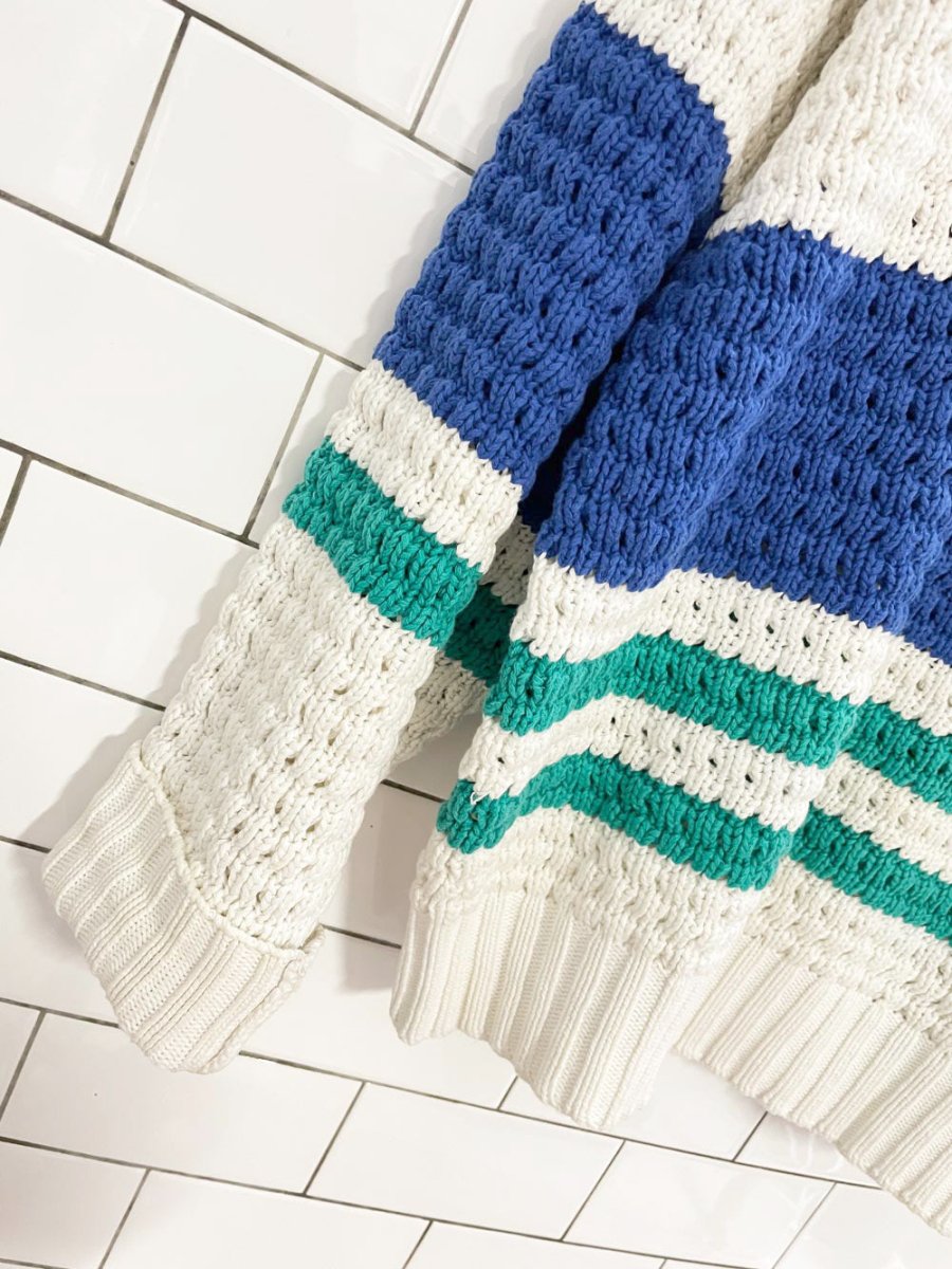 vintage 80s grafton & co chunky knit big stripe sweater - good market thrift store