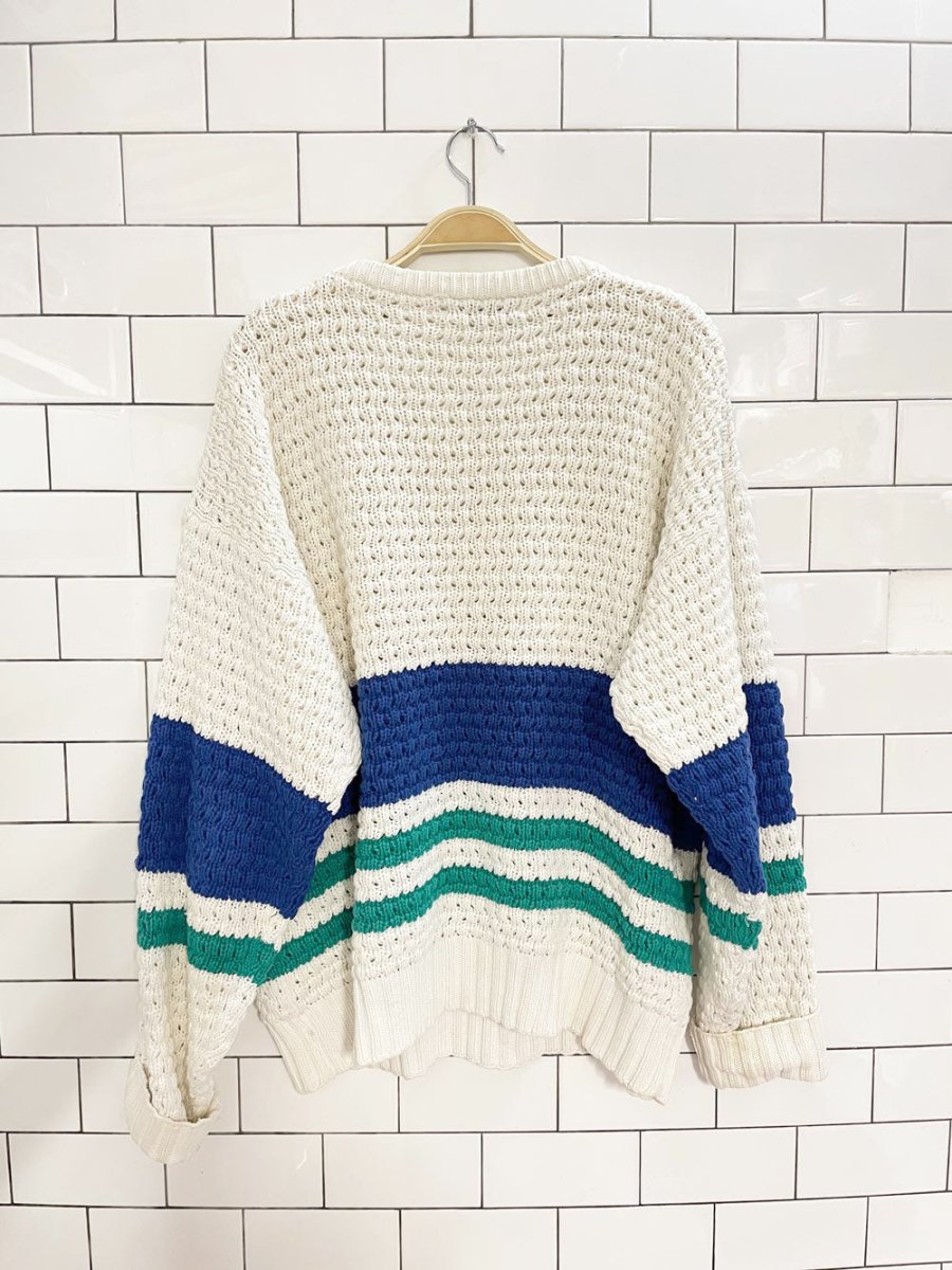 vintage 80s grafton & co chunky knit big stripe sweater - good market thrift store