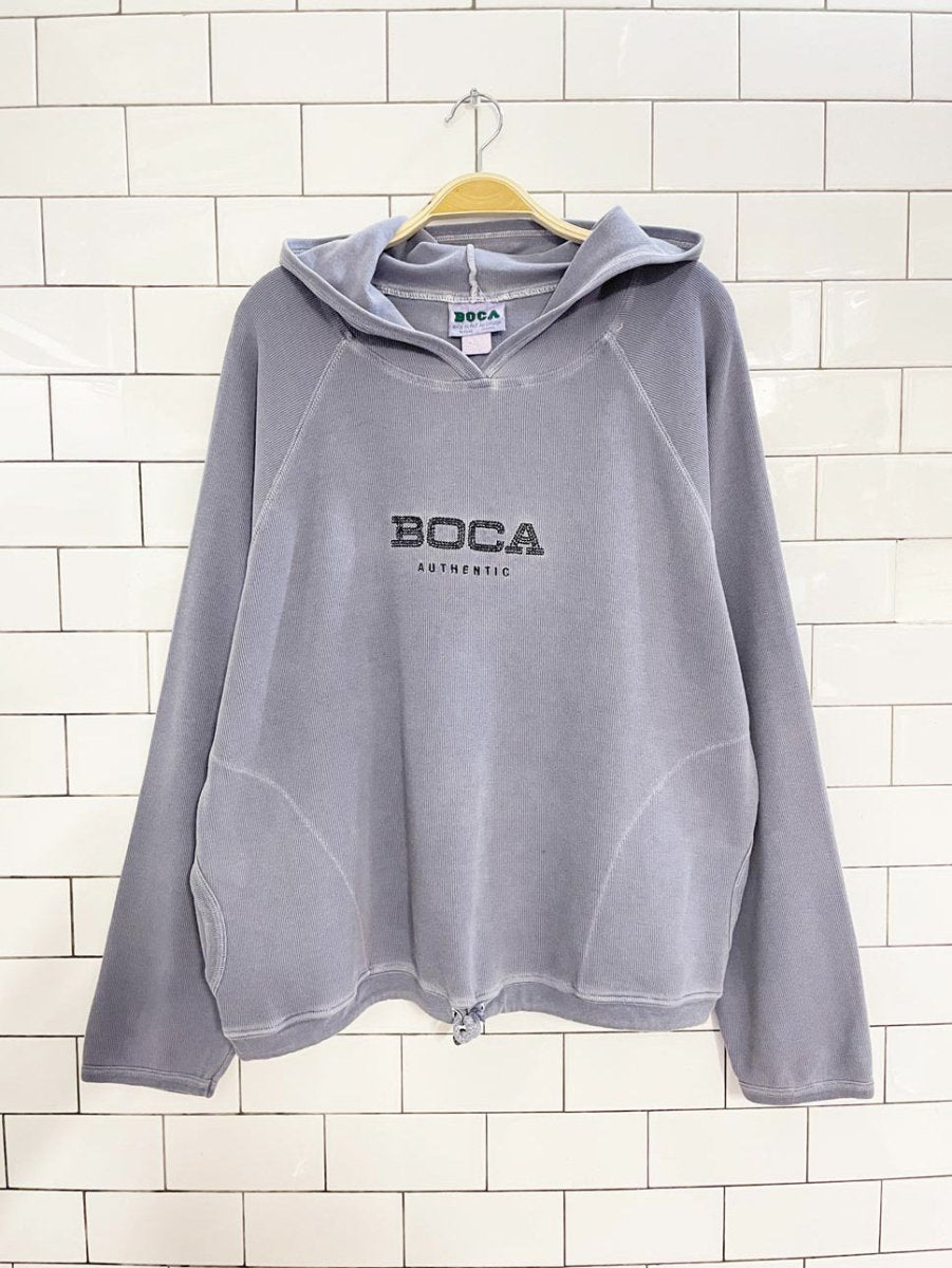 vintage 90s boca authentic boxy light ribbed hoodie | made in Canada - good market thrift store