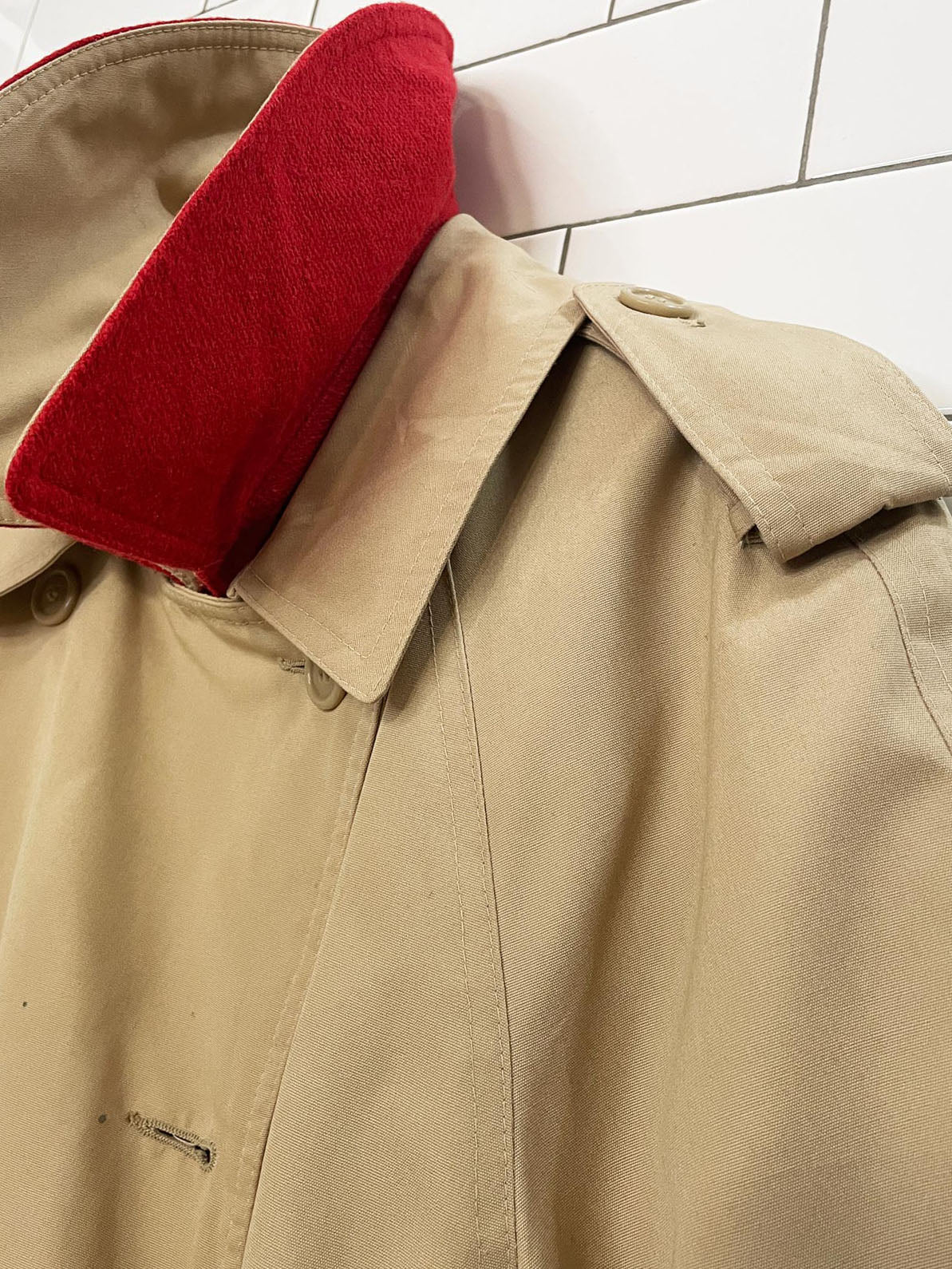 vintage weather chaser classic belted trench coat | removable wool-blend liner + double collar