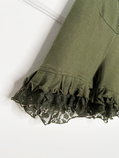 nwot the fairies pajamas cowl neck lace ruffle hem hooded romper