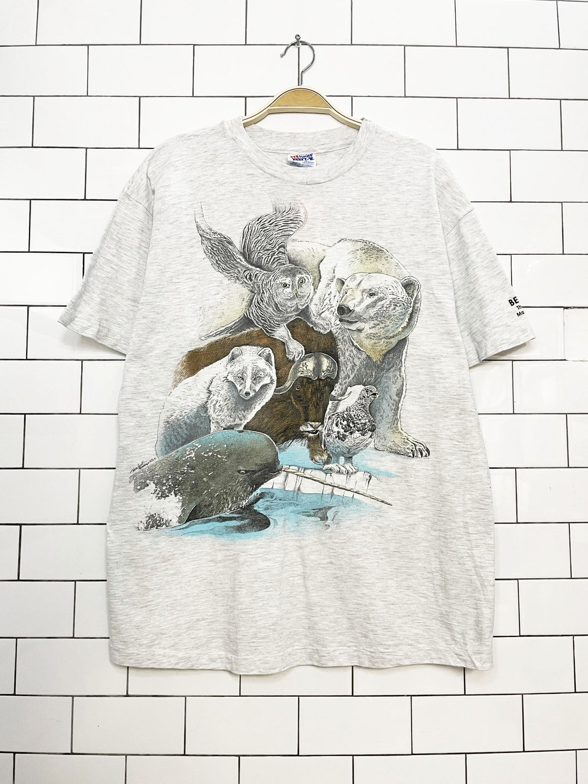 vintage 90s single stitch front and back animal print tee | made in USA | hanes beefy T