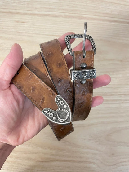 vintage faux ostrich leather western belt - good market thrift store