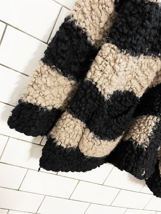 free people marshmellow striped chunky oversized knit cardigan - good market thrift store