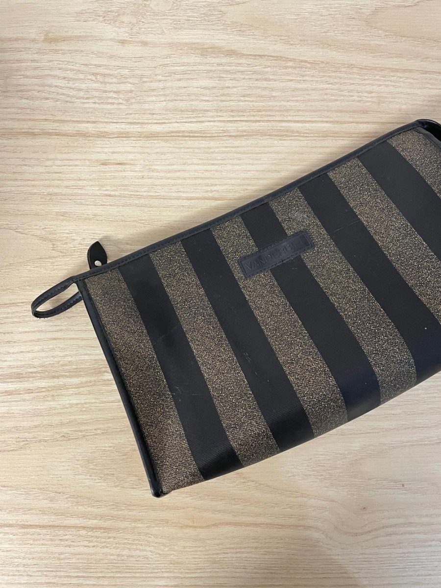 vintage gloria vanderbilt fendi stripe toiletries bag - good market thrift store