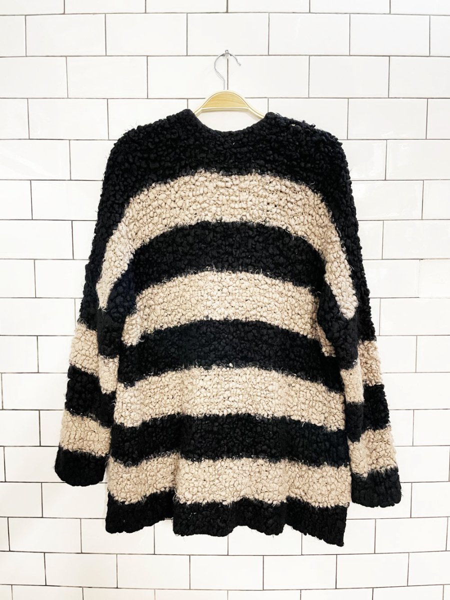 free people marshmellow striped chunky oversized knit cardigan - good market thrift store