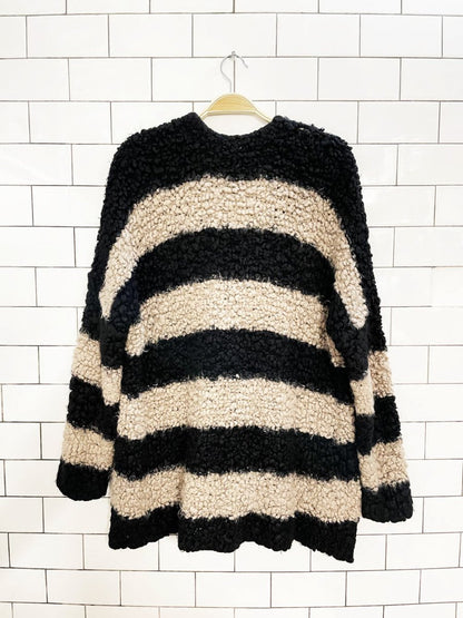free people marshmellow striped chunky oversized knit cardigan - good market thrift store