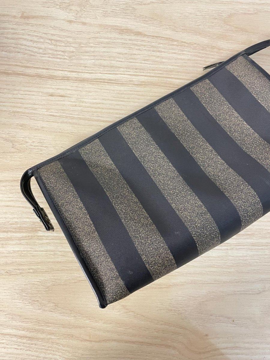vintage gloria vanderbilt fendi stripe toiletries bag - good market thrift store