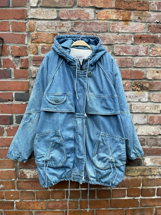 vintage 90s eureca hooded denim parka