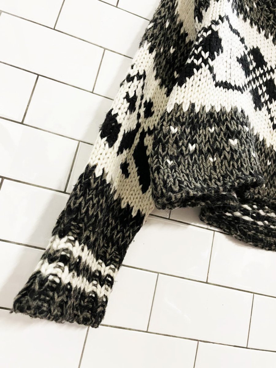 free people alpaca - wool fair isle boxy cropped knit sweater - good market thrift store