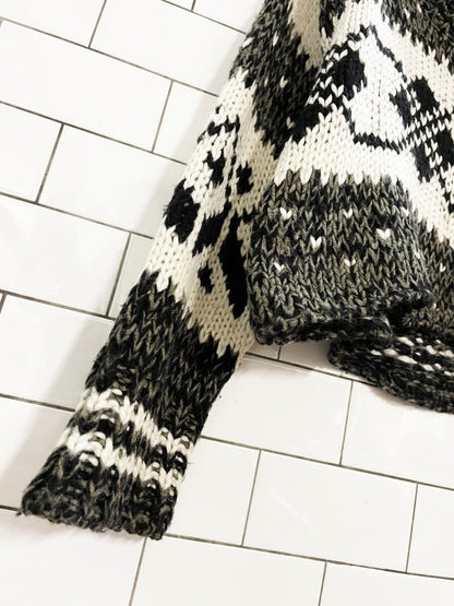 free people alpaca - wool fair isle boxy cropped knit sweater - good market thrift store