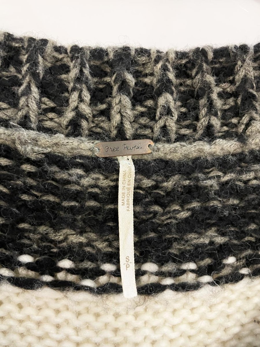 free people alpaca - wool fair isle boxy cropped knit sweater - good market thrift store