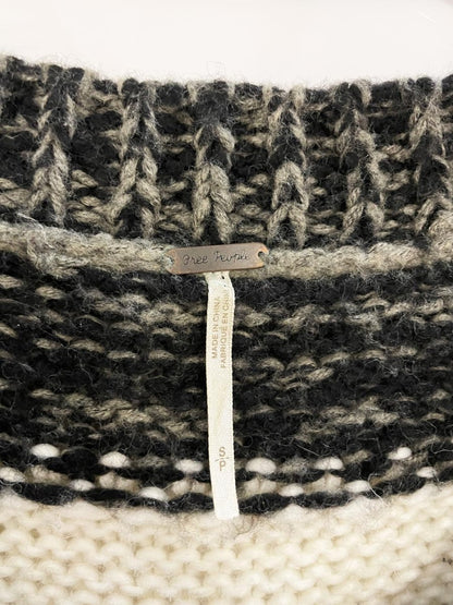 free people alpaca - wool fair isle boxy cropped knit sweater - good market thrift store